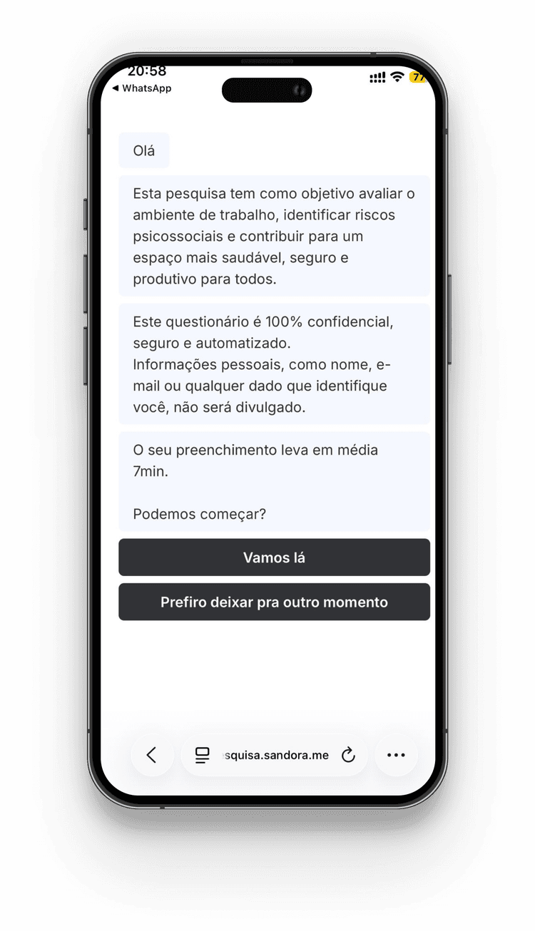 Mensuração de riscos psicossociais (NR-1)